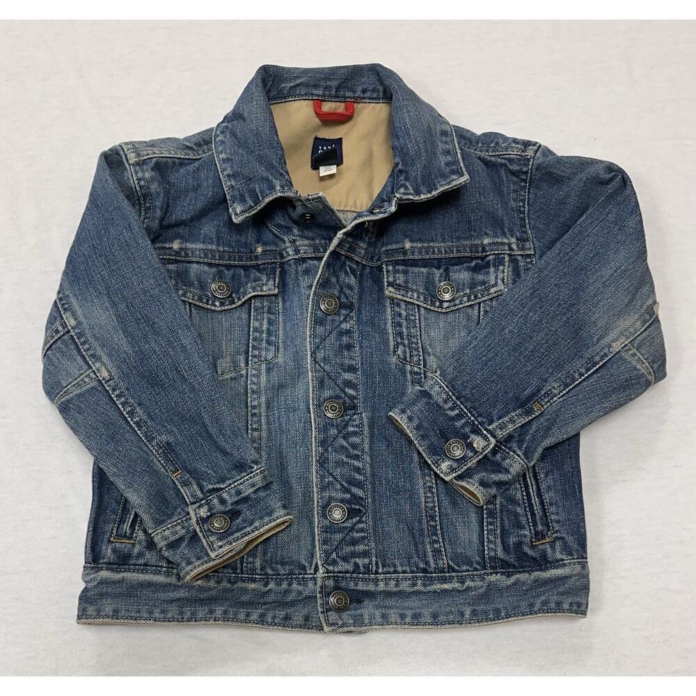 Baby Gap Y2K VTG Toddler Youth Denim Jacket 5Y Light Wash Jean Jacket Distressed